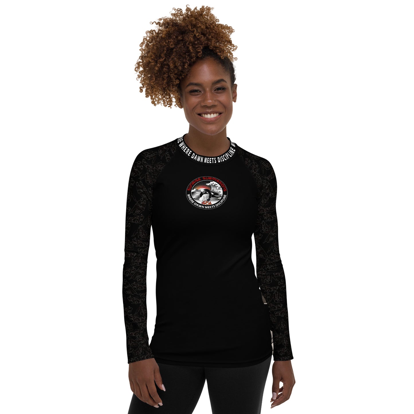 SSub Chest Emblem Black Red Women's Rash Guard