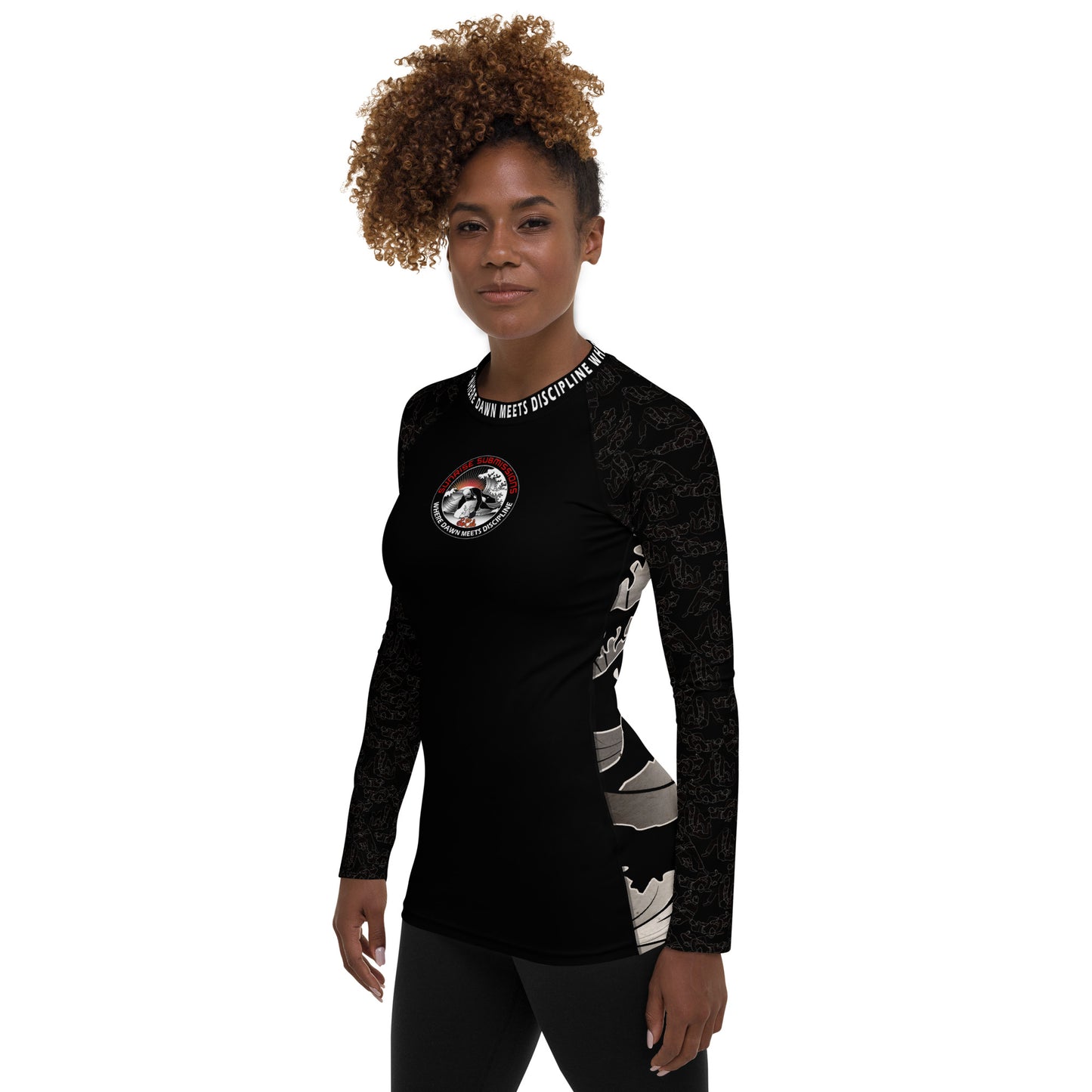 SSub Chest Emblem Black Red Women's Rash Guard