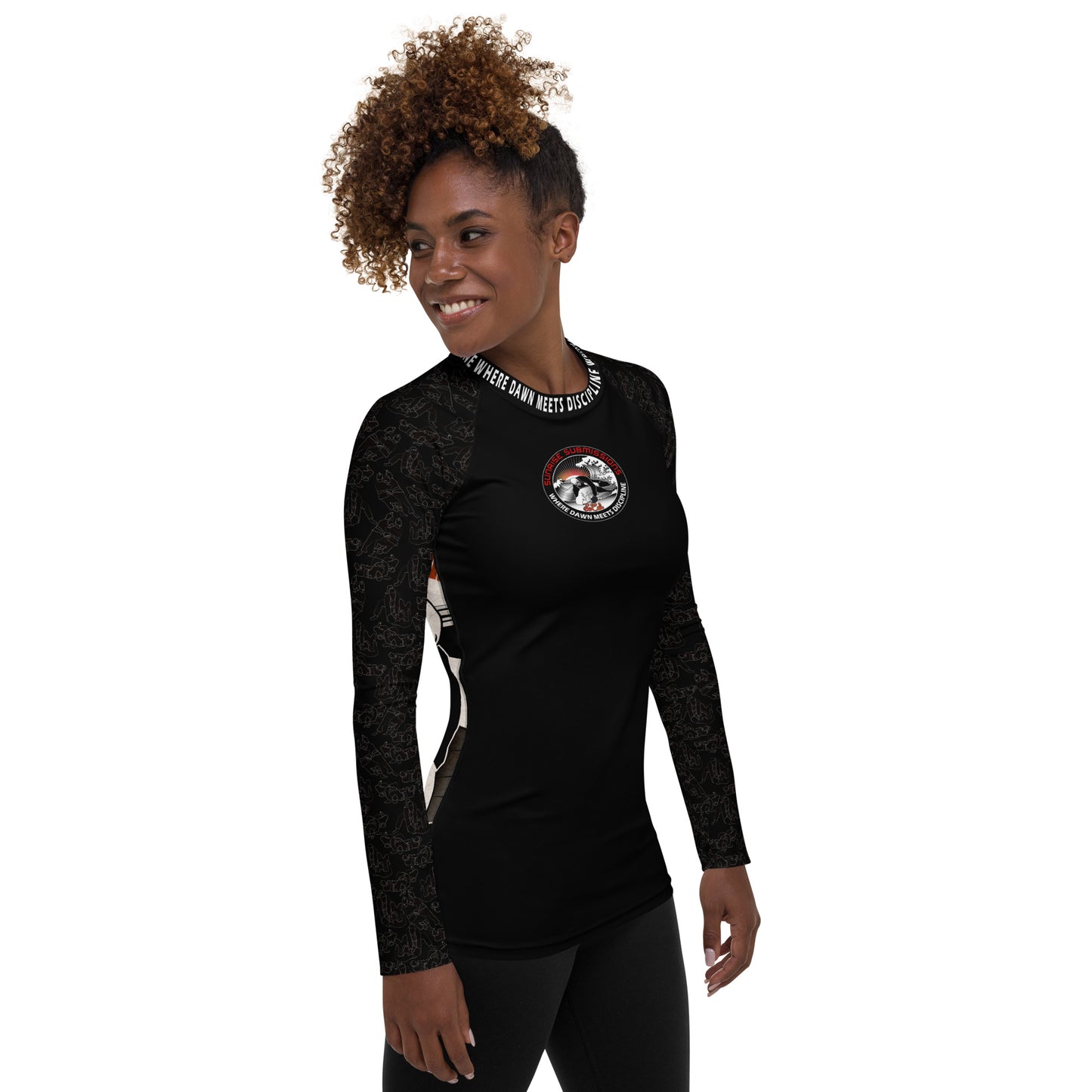 SSub Chest Emblem Black Red Women's Rash Guard